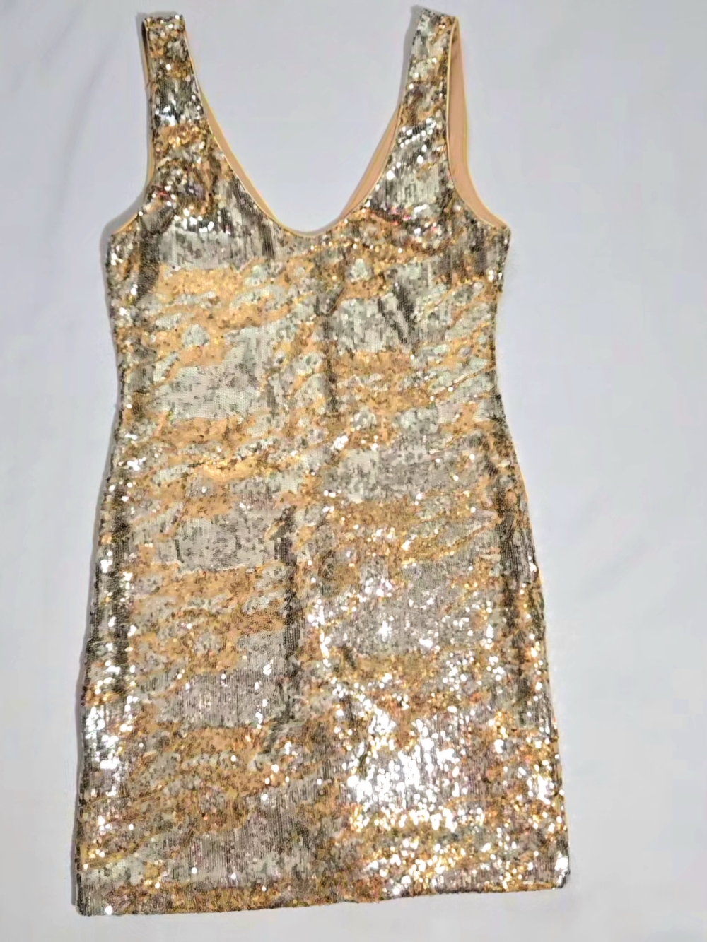 NWOT As U Wish Gold and Silver Sequin Tank Mini Dress - Med